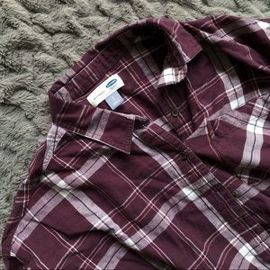 Old Navy Purple Boyfriend Flannel Like Button Down